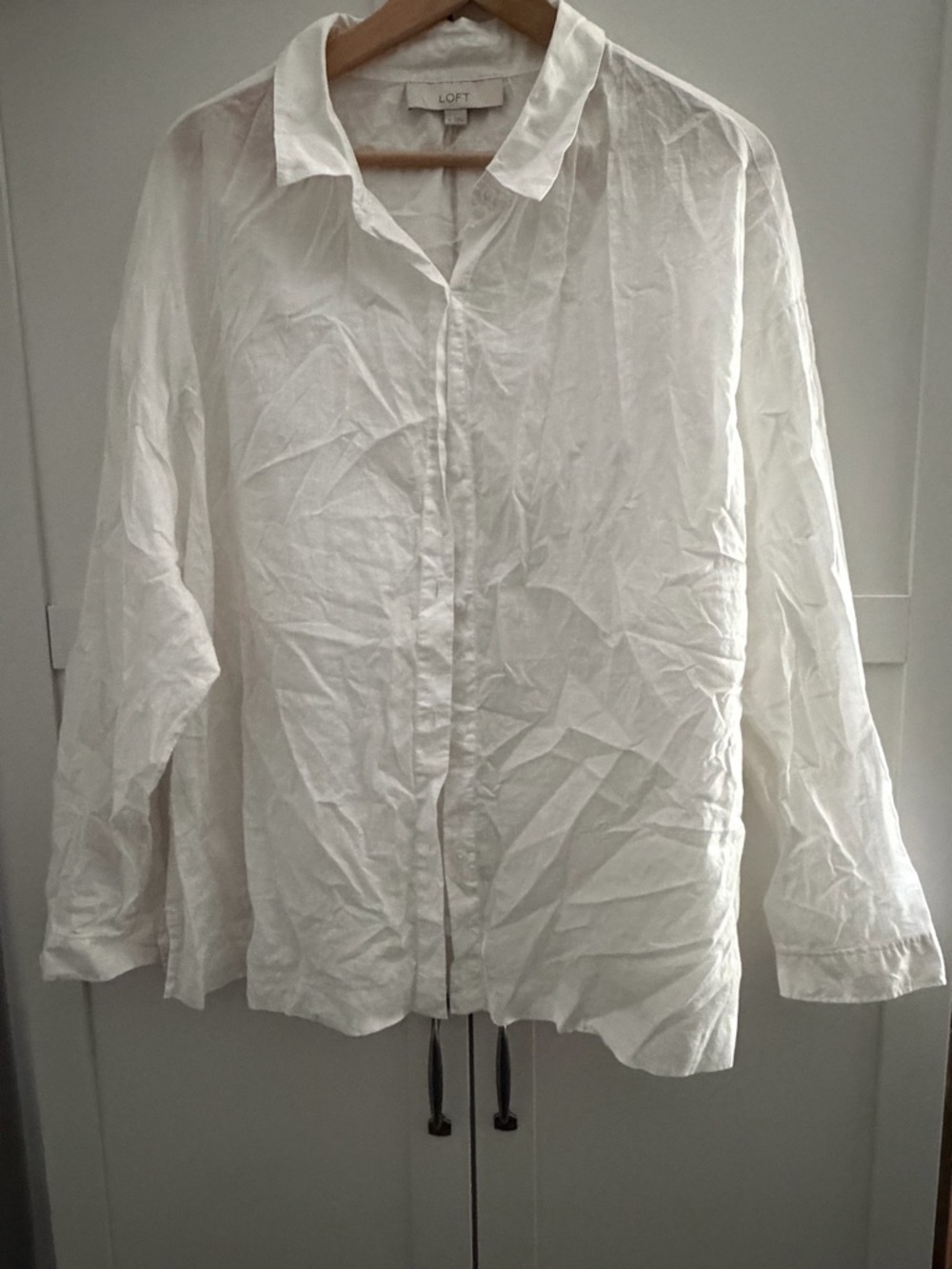 LOFT Ivory Lightweight Button-Front Blouse